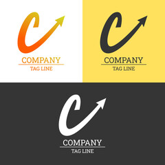 Logo Design Letter C With Tail Up Vector