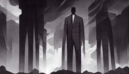 Business Men in Suit Abstract Paintig created with Generative AI technology
