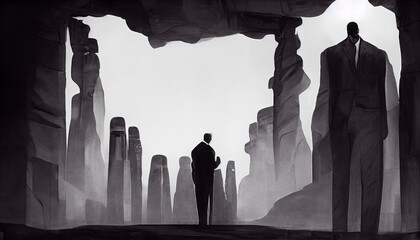 Business Men in Suit Abstract Paintig created with Generative AI technology