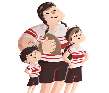 Illustration of rugby players of different categories