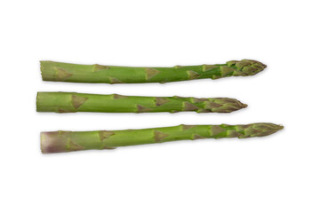 two fresh healthy green asparagus isolated on a white background with a soft shadow. Vegetables.