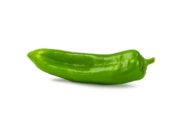 Fresh green pepper isolated on a white background. Raw vegan healthy concept.