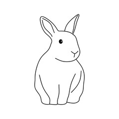 Rabbit sketch isolated. Linear bunny vector. Rabbit sitting in line style. Animal vector ullustration