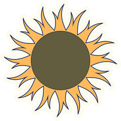 Sunflower Head flower sticker Decorative hand drawn design element for decorating and bullet journal