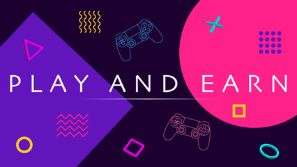 P2E, play to earn game finance technology design idea.