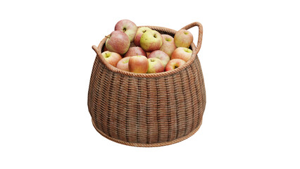 basket of apples on white, PNG transparent