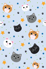 Seamless pattern with cats in vector