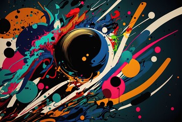 illustration of geometric abstract background in bright colorful motion