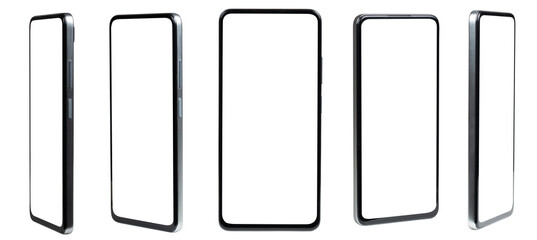 Blank form of smartphone frame collection with white background for add template infographic or presentation and advertisement. Technology and object with clipping path.