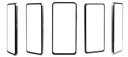 Blank form of smartphone frame collection with white background for add template infographic or presentation and advertisement. Technology and object with clipping path.