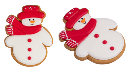 Holiday Snowman Gingerbread Man Cookie over White,