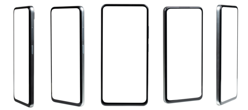 Blank form of smartphone frame collection with white background for add template infographic or presentation and advertisement. Technology and object with clipping path.