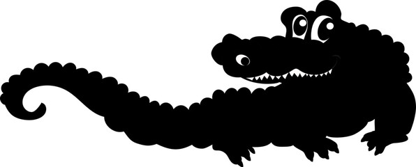 Crocodile is a large predatory aquatic reptile from the order of lizards Mult. Silhouette