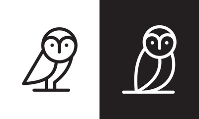 black and white owl line logo design. simple creative vector illustration.