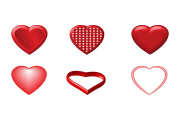 Valentine's Day symbol illustration set, heart shape 3d effect. great for valentine's day design