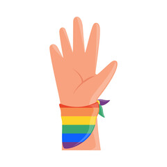 Obraz premium hand with bracelet lgbt