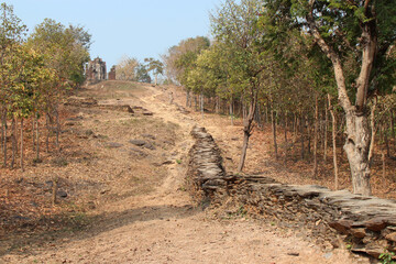 ruined buddhist temple (wat saphan hin) in sukhothai (thailand)