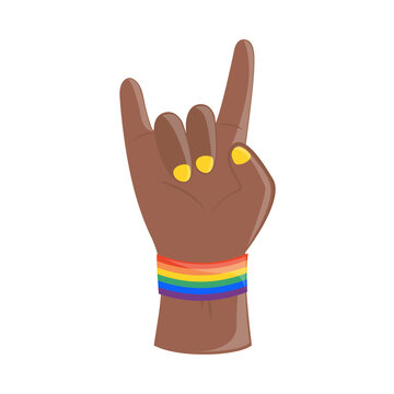 rock and roll hand with bracelet lgbt