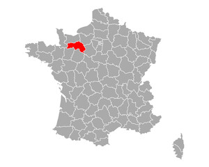 Karte von Orne in Frankreich - obrazy, fototapety, plakaty