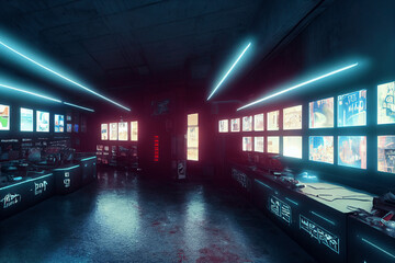 サイバーパンク、SF系背景の高解像度画像イラスト(AI generated image)