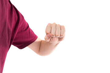 Man with fist kick punch hit in PNG isolated on transparent background