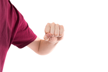 Man with fist kick punch hit in PNG isolated on transparent background