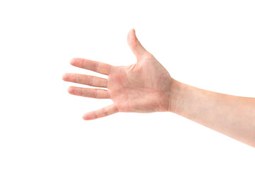 Open hand palm handshake and five fingers in PNG isolated on transparent background