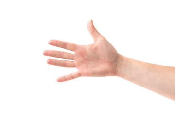 Open hand palm handshake and five fingers in PNG isolated on transparent background
