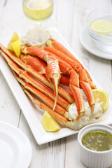 snow crab legs with garlic butter sauce