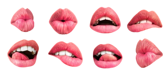 Fotobehang Beauty Sexy Lips. Valentines Day. Lips sending you hot gentle kiss isolated on a transparent background. Female lips lset for valentine day and love illustration. © Vlada