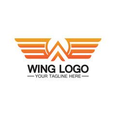 W letter for wings logo design, combination w letter and wings