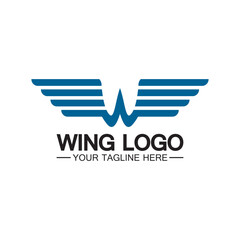 W letter for wings logo design, combination w letter and wings