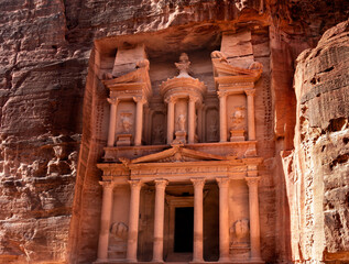 facade of Treasury in Petra,Jordan
