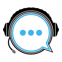Support with speech bubble on white background. Flat design vector support icon. The headphone logo can be used for the company, icon and others.