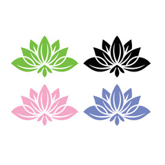 lotus flower logo simple color illustration design vector style for spa or yoga