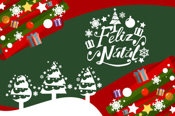 Fototapeta na wymiar Translation: Merry Christmas. Feliz Natal vector text Calligraphic Lettering design card template. Suitable for greeting card, poster and banner.
