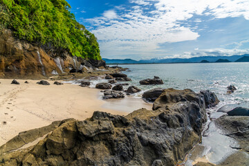 Landscape of Tanjung Papuma beach in Jember, the most beautiful beaches of East Java