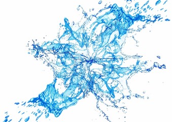 Naklejka na ściany i meble 3d illustration of blue liquid splashing on white background