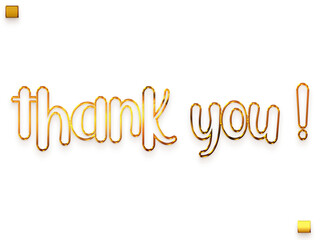 Thank You ! Transparent PNG Gold Out Line  Typography Text 