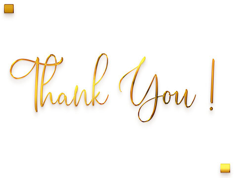 Thank You ! Transparent PNG Gold Stylish Alphabetical Text 