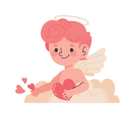 cupid in the air with hearts