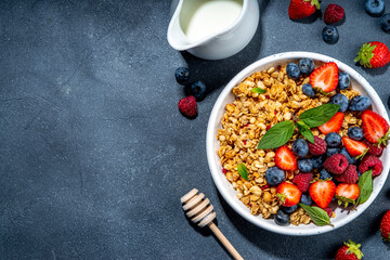 Healthy breakfast granola with berry