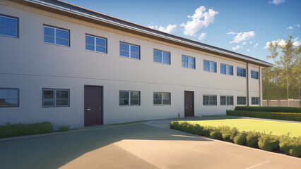 アニメ調の学校や学園系背景の高解像度画像イラスト(AI generated image)