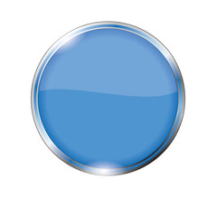 Blue round button isolated on a white background