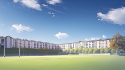 アニメ調の学校や学園系背景の高解像度画像イラスト(AI generated image)