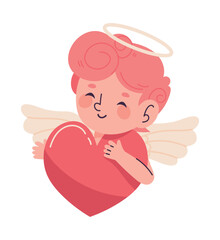 cupid hugging a heart