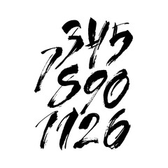 set of calligraphic acrylic or ink numbers. ABC for your design, brush lettering on a white background