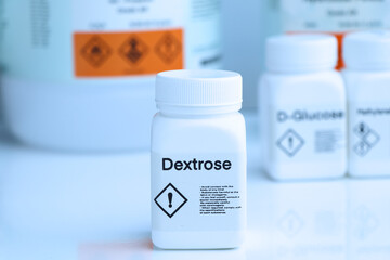 Dextrose in bottle , chemical in the laboratory and industry
