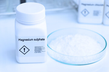 Magnesium sulphate in bottle , chemical in the laboratory and industry