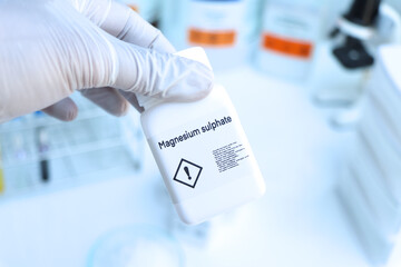 Magnesium sulphate in bottle , chemical in the laboratory and industry